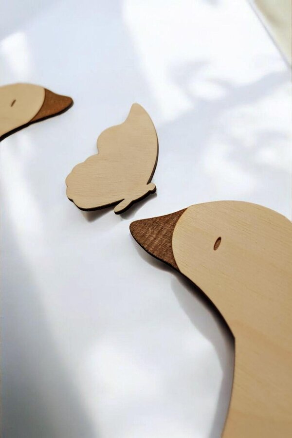 Birch Plywood Goose Wall Decor Set: Modern Minimalist Animal Art
