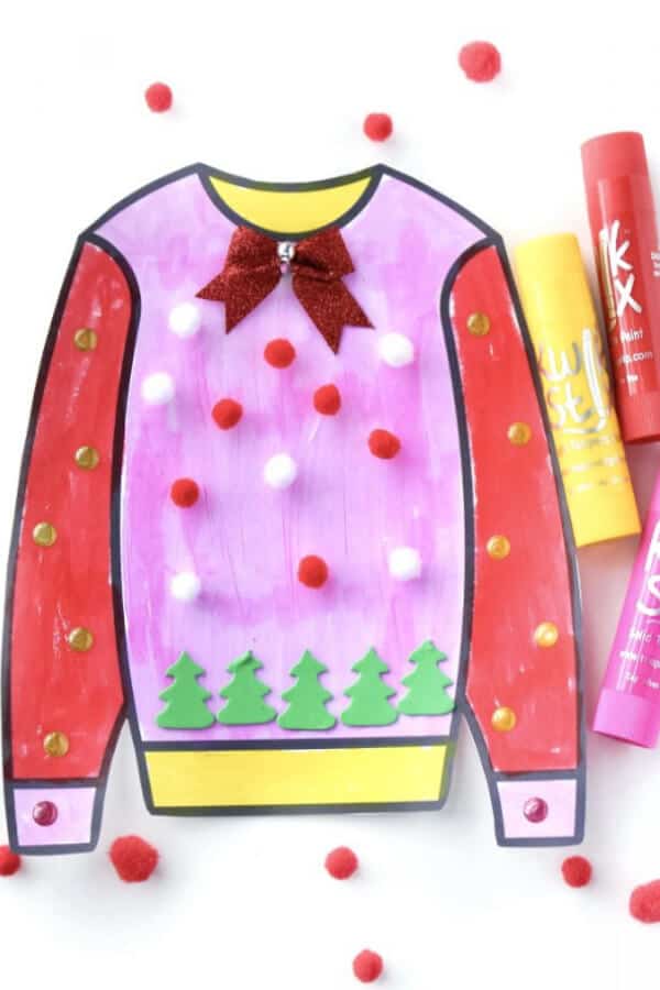 Ugly christmas sweater printable to color craft for kids