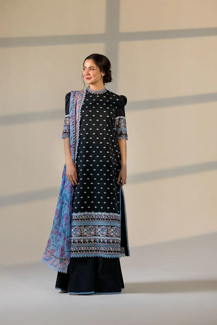SOBIA NAZIR UNSTICHED 3PC WITH CHIFFON PRINT DUPPATA & PATCHES