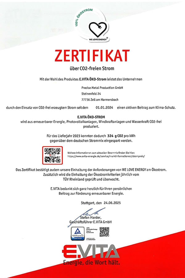 Precise Metal Production GmbH & Co. KG | Sustainability