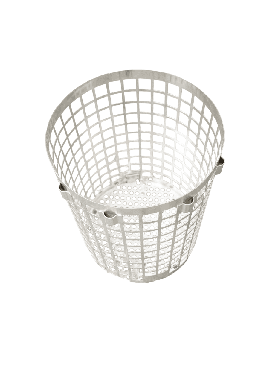 Basket for Fried Chicken, 280mm Diameter, 353mm Height, Rectangular Holes, Stainless Steel - Image 2