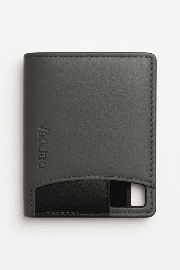 Vaccino Premium Leather Wallet for Men – Sleek Grey Bifold with Card Slot