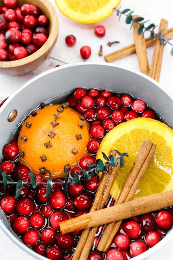 This holiday stovetop potpourri is the perfect blend to make for the holiday season. Make a batch and leave it simmering on your stove all day for an amazing holiday aroma. #Potpourri #StovetopPotpourri #Christmas #ChristmasDecoration #DIY #PotpourriRecipe #SimmeringPotpourri