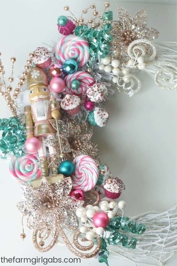 This whimsical Nutcracker Wreath is an easy DIY craft you can make to celebrate the Christmas Season. #TheNutcracker #Christmas #Wreath #ChristmasCraft #ChristmasDecoration #NutcrackerBallet