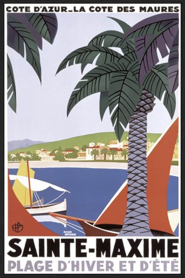Vintage Sainte Maxime Roger Broders - Canvas Gallery Black
