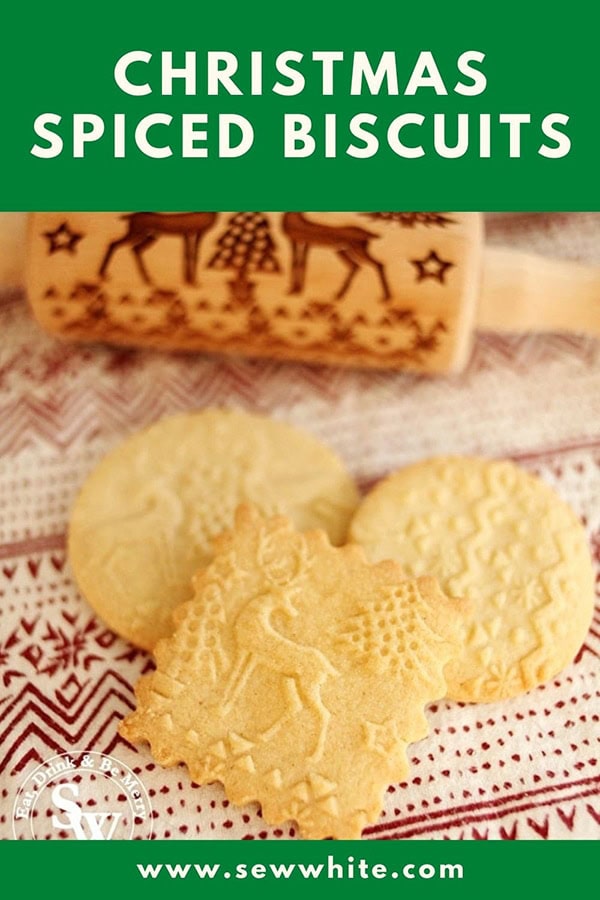 Embossed Rolling Pin Biscuit Recipe for a Christmas spiced recipe. 