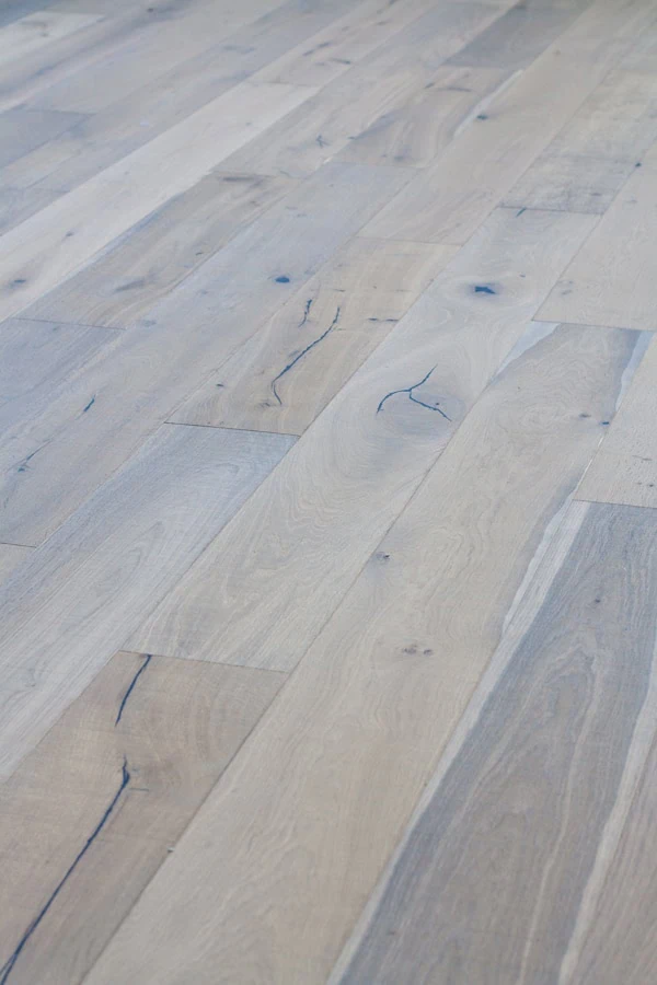 Brushed white oak wide plank wood floors