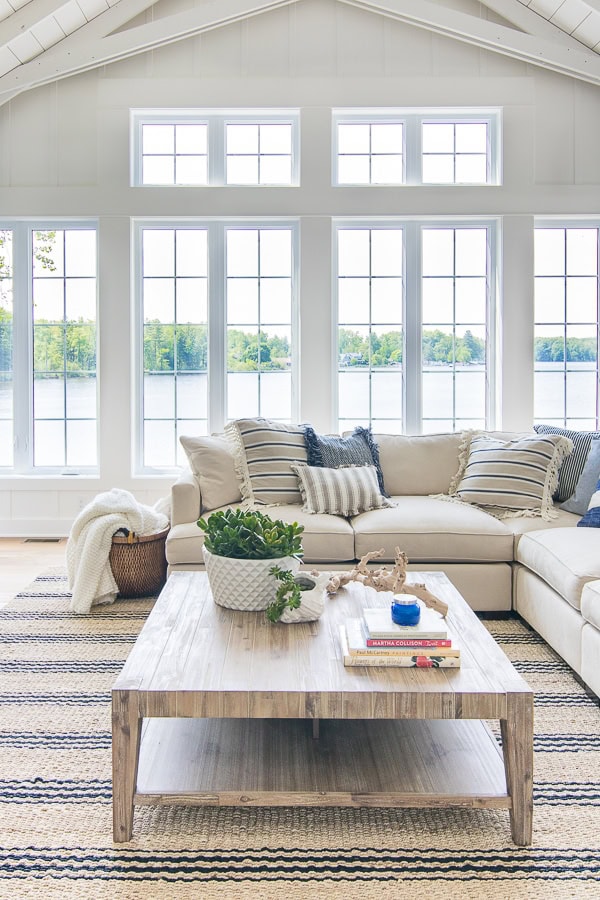 Lake House White Living Room Decor