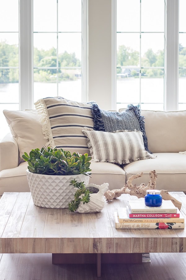 Lake House White Living Room Decor