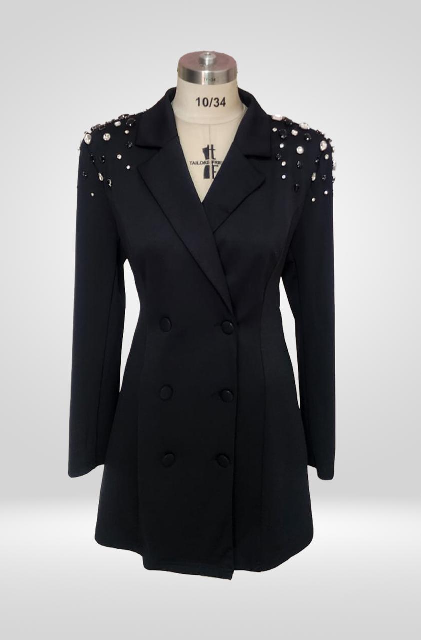 Glam Black Blazer Dress