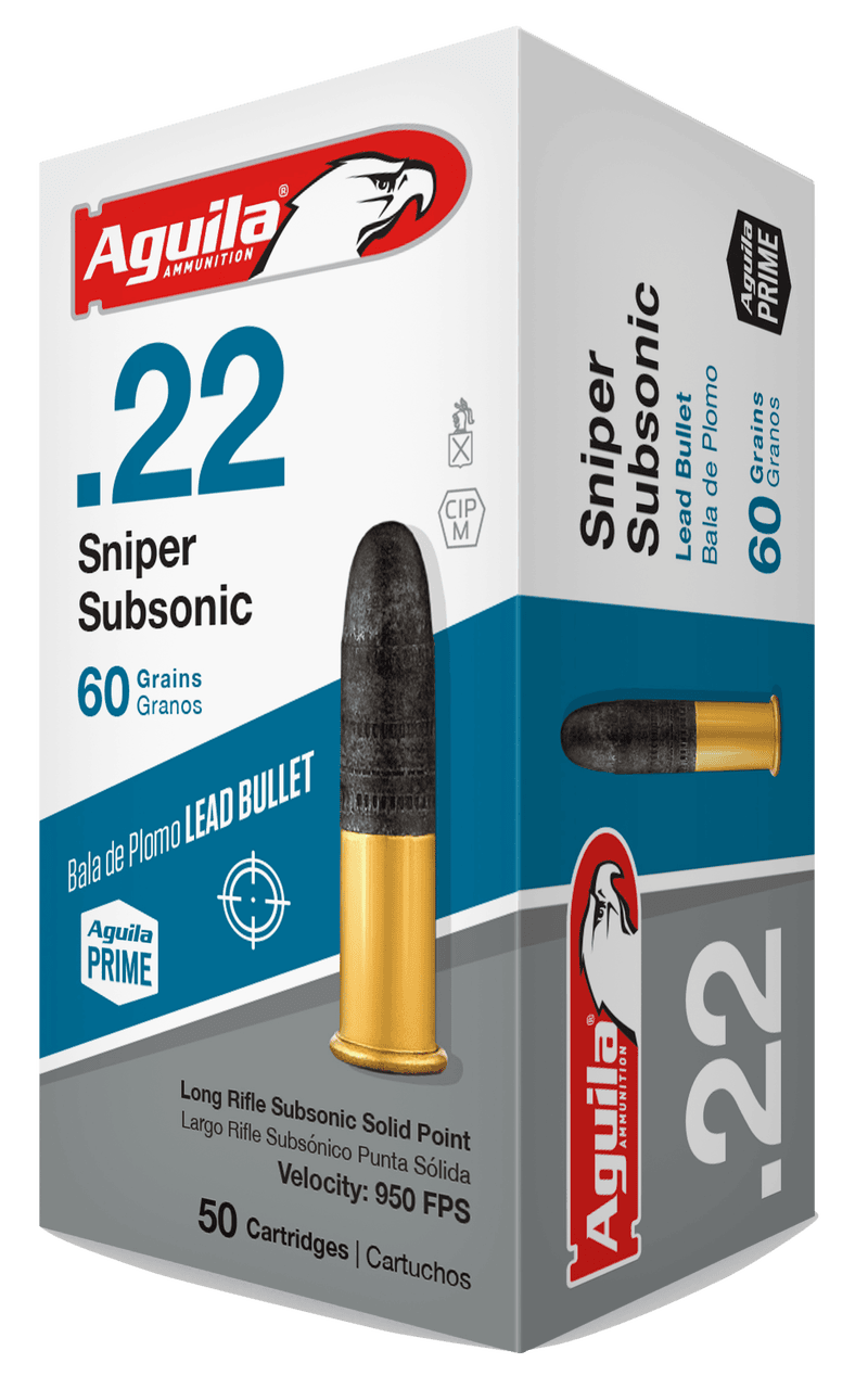 Aguila Ammunition Rimfire Sniper Subsonic 22LR 60Gr Solid Point Bullet 50 Round Box - Image 4