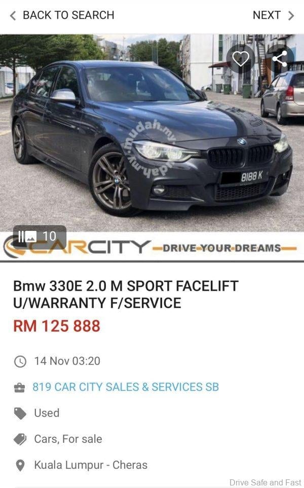 BMW 330e PHEV 2018 model used
