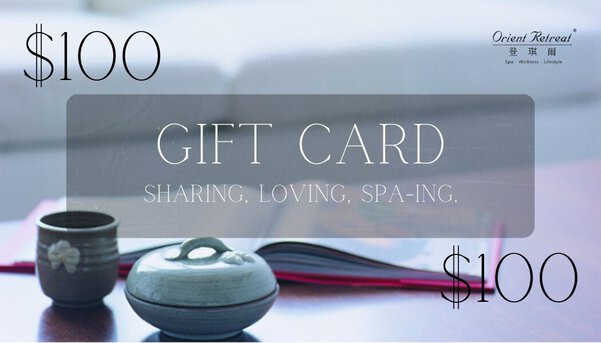 Orient Retreat Spa Gift Card $100 in value. Redeemable for all spas treatments and products.