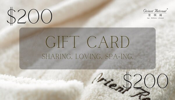 Orient Retreat Spa Gift Card $200 in value. Redeemable for all spas treatments and products.