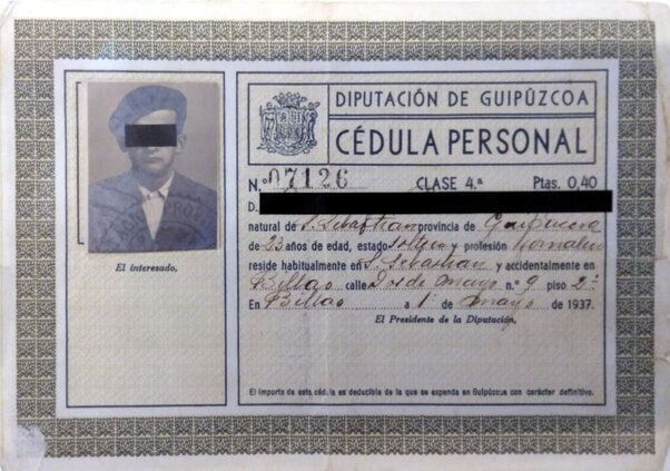 c&eacute;dula personal 1937