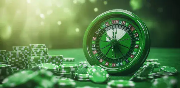 Uśmiechnięta kobieta grająca w kasynie