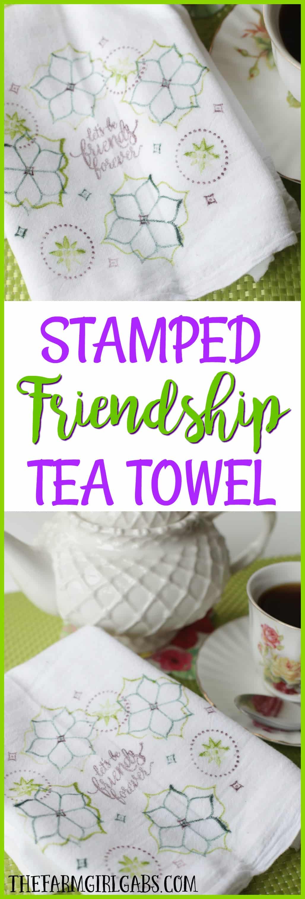 This easy DIY Stamped Friendship Tea Towel is the perfect gift from the heart. Make one to give and make one to keep. Stampin! Up Eastern Beauty set is the star of this craft project.