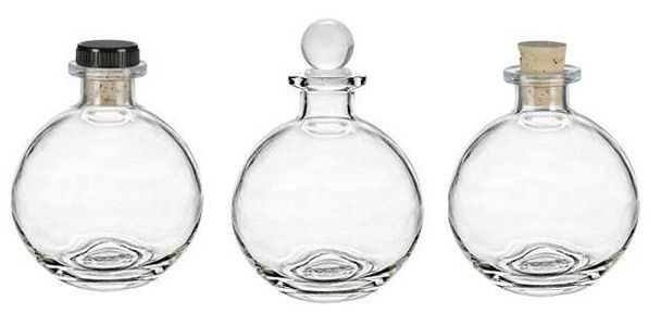 8.5 oz Spherical Round Glass Bottle with Natural Cork Glass or T-Bar Stopper 250ml