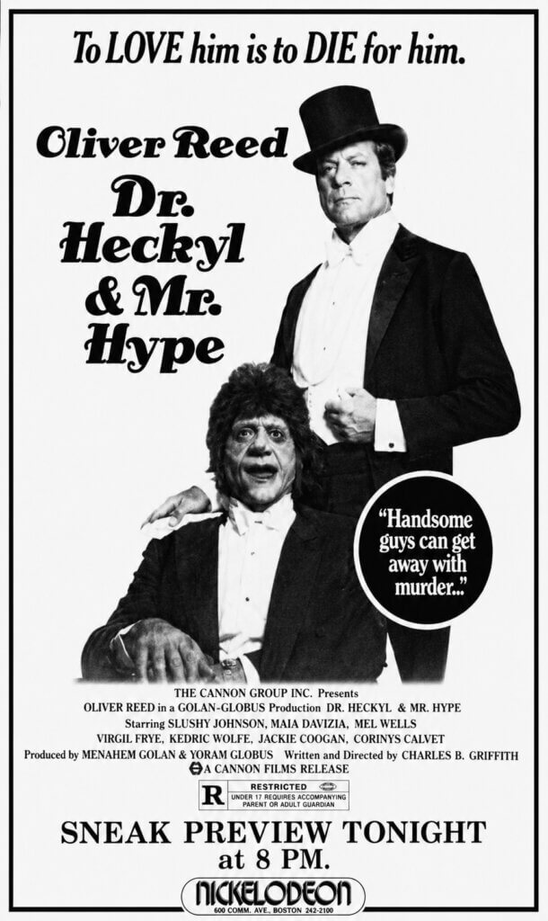 Dr. Heckyl and Mr. Hype sneak preview ad from the July 18th, 1980 issue of The Boston Globe.