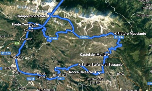 route campo imperatore - castel del monte - calascio - santo stefano