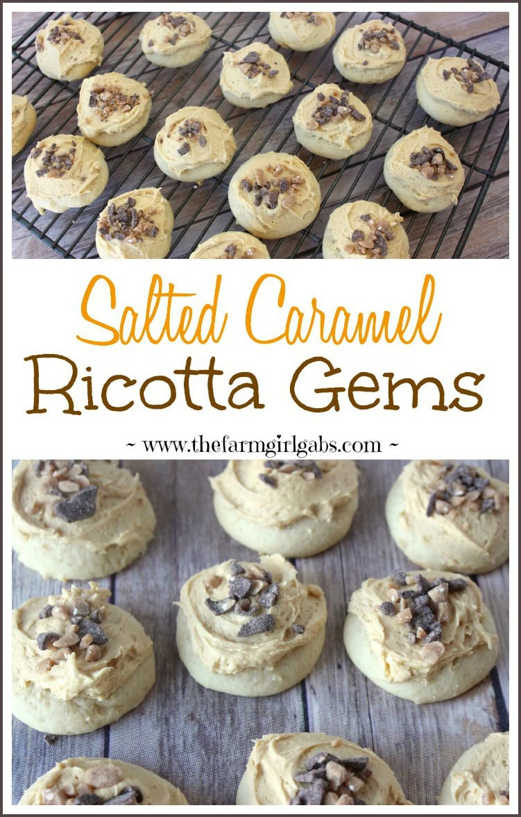 Salted caramel ricotta gems are a moist ricotta cheese cookie recipes. Topped with salted caramel buttercream icing, it is hard to eat just one cookie.