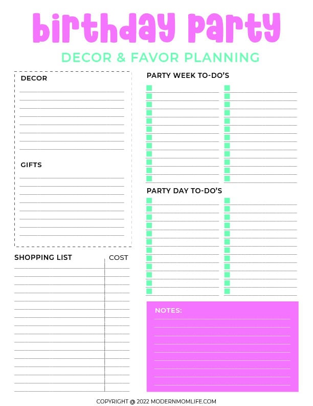 Birthday Party Planner