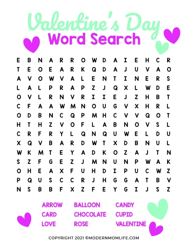 Valentines Day Word Search