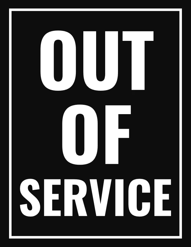 Simple Out of Service Sign Printable free PDF download white background