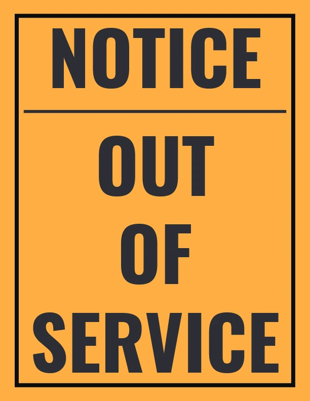 Simple Out of Service Sign Printable free PDF download simple black white out of service sign notice