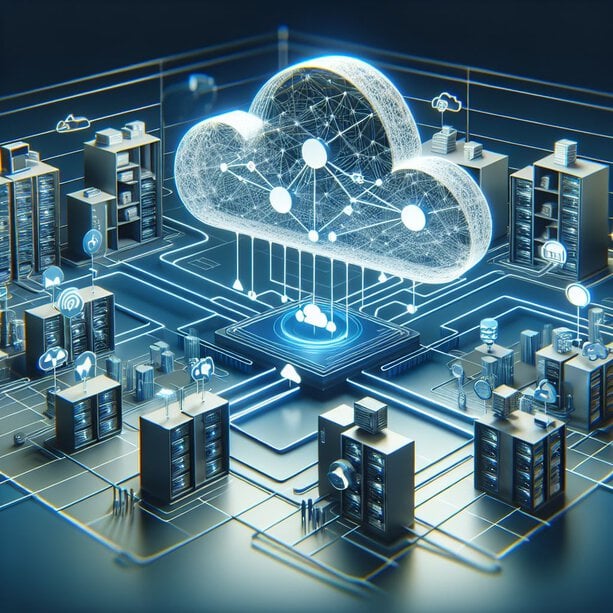 Cloud solutions connecting business data, servers and digital systems through scalable cloud infrastructure.