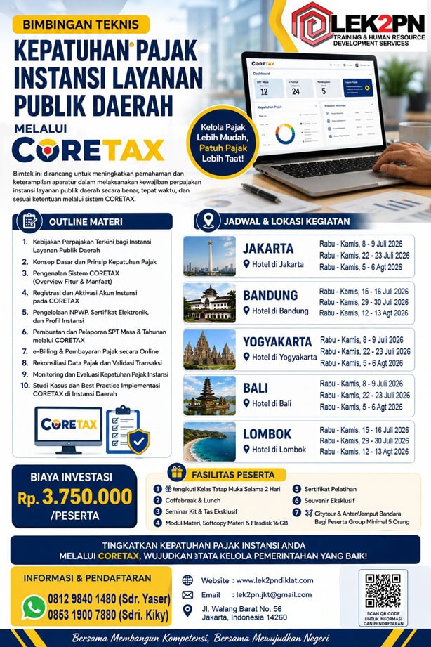 BIMTEK KEPATUHAN PAJAK INSTANSI LAYANAN PUBLIK DAERAH MELALUI CORETAX