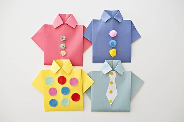 origami shirt cards for dad