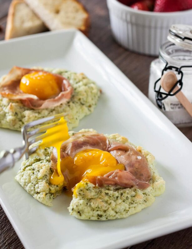 Pesto Prosciutto Cloud Eggs