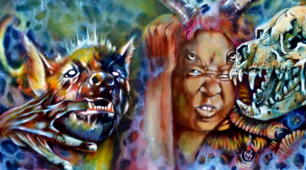 In Times of Perel is an original oil paint depicting a magickal technique of aura control. Paranormal, supernatural art, Minneapolis occult artist