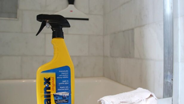 a bottle of Rain-X in the shower