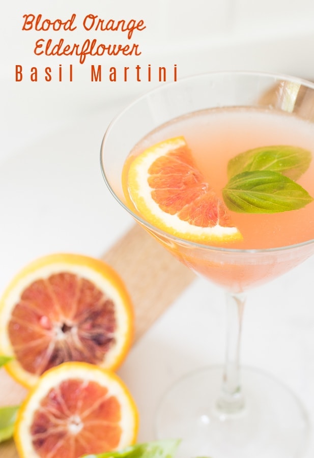Blood Orange Elderflower Basil Martini