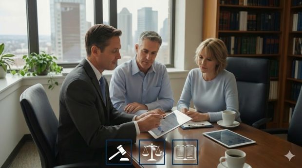 the franchise attorney directory main image showing franchise lawyer and clients