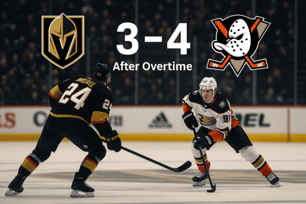 Vegas Golden Knights Fall 3-4 in Overtime as Anaheim’s Young Core Steals a Statement Win