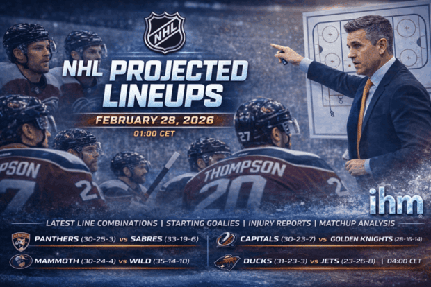 NHL Projected Lineups - Game Day February 28, 2026