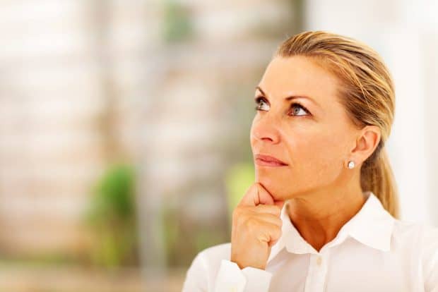 woman thinking about what life she wants to have