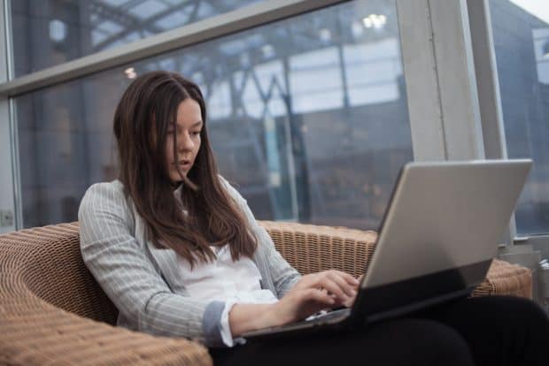 image of a successful blogger writing