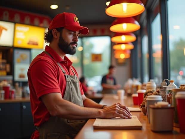 a McDonald's franchise owner working behind the counter