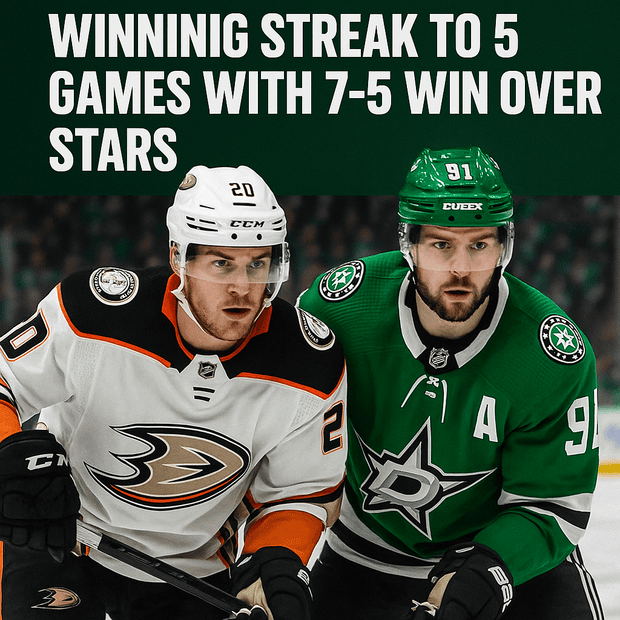 Ducks extend win streak to 5 with stars 7-5 comeback over Stars | IHM News