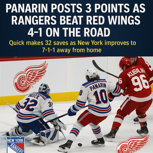 Panarin drives Rangers past Red Wings 4-1 on the road | IHM News