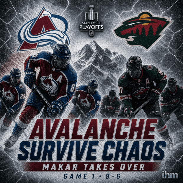 Avalanche outlast Wild in 9-6 Game 1 thriller