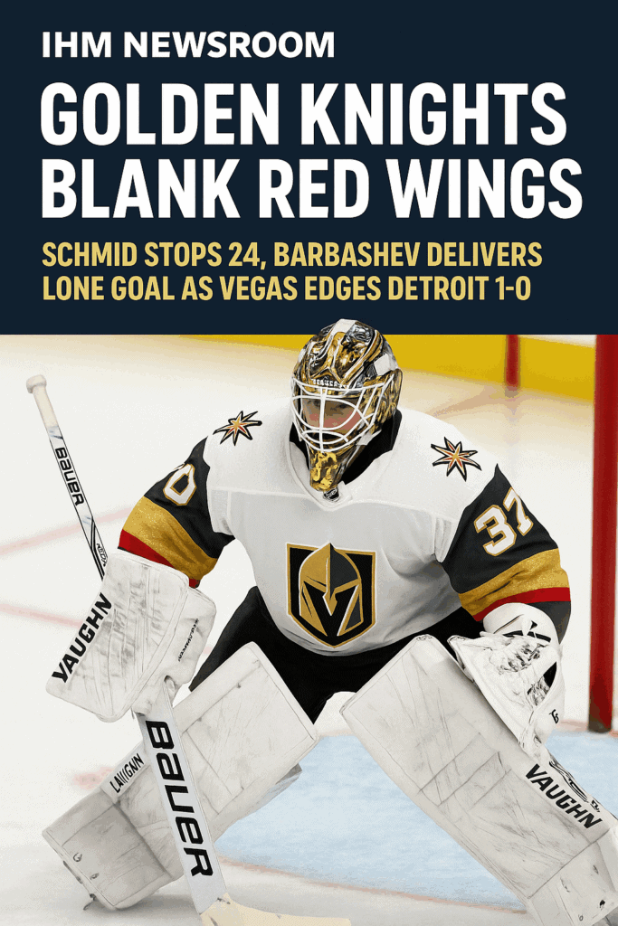 Golden Knights 1-0 Red Wings: Schmid earns first Vegas shutout, Barbashev breaks through | IHM News