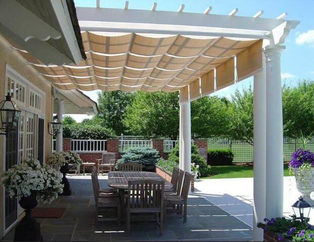 BUILD CANVAS PANEL IN PERGOLA FOR INEXPENSIVE PATIO SHADES IDEAS