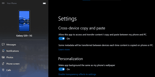 Copy and paste between devices and vice versa Build 19582