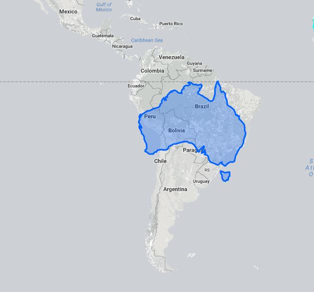 Australia compared to South America
