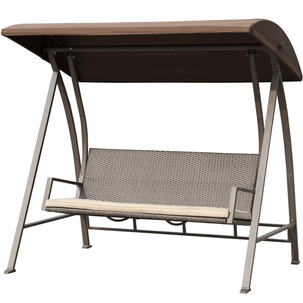 3 PERSON WICKER PATIO SWING WITH CANOPY